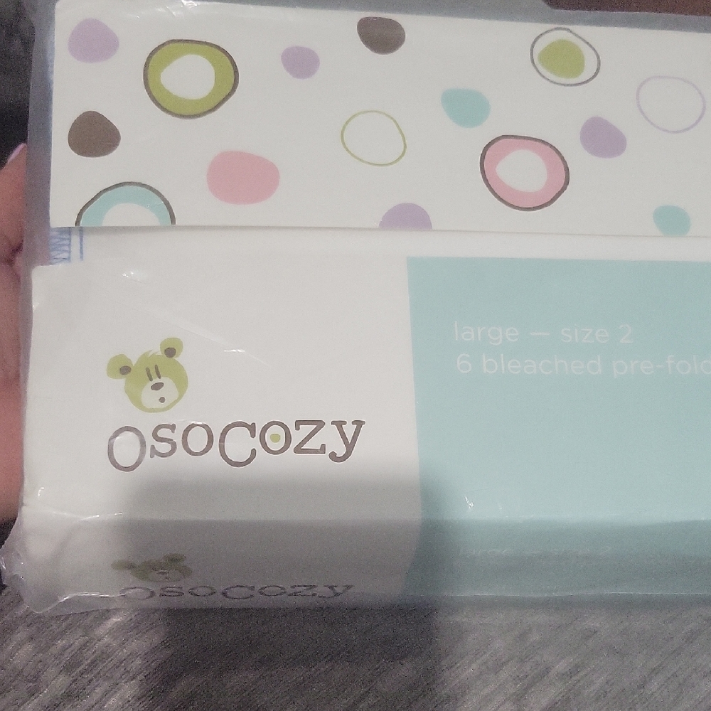 Osocozy 100% Pure Cotton Prefolded Diapers Size 2 For  15 -30lb